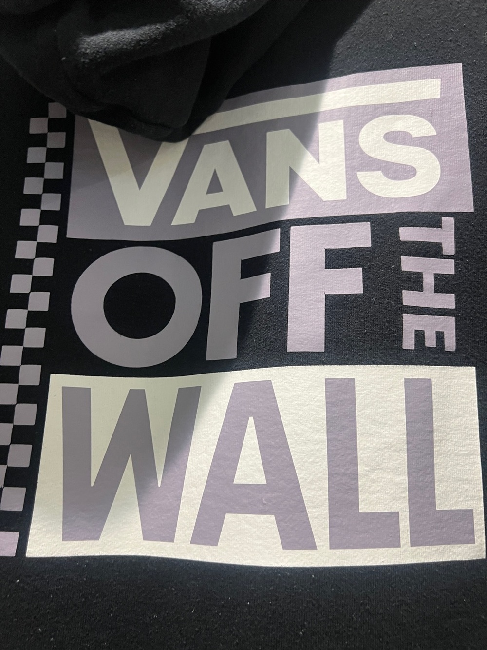 Vans Black Hoodie with Purple Checker Sleeve Accents - Picture 6 of 8